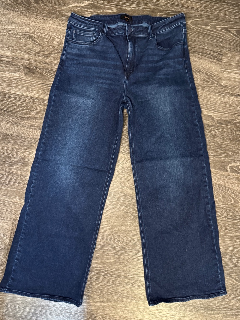 Quince RealStretch Wide Leg Jeans Deep Sea Blue Size 33